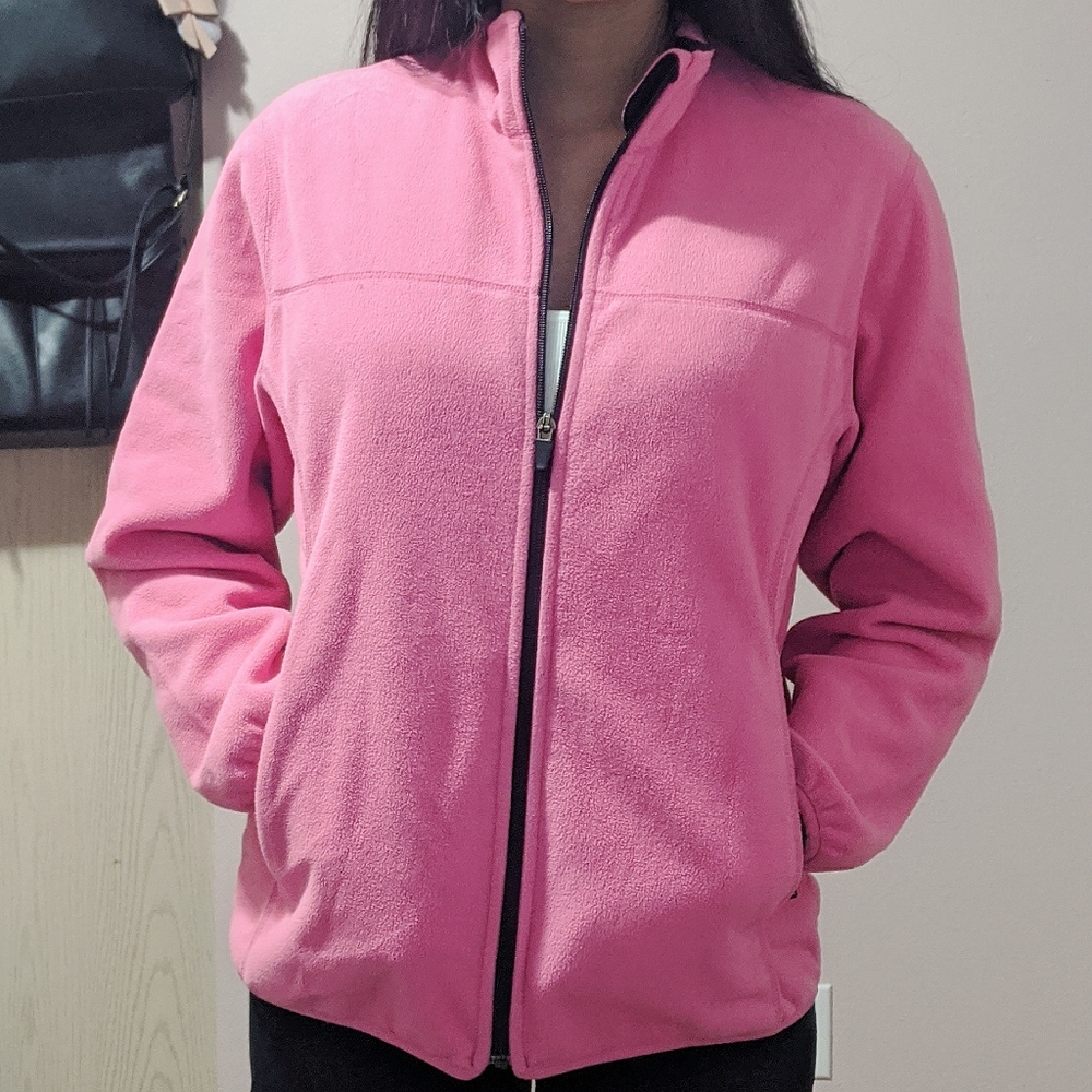 Lands' End Full Zip Pink Fleece